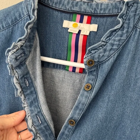 Boden Blue Denim Ruffle Shirt - Picture 7 of 9